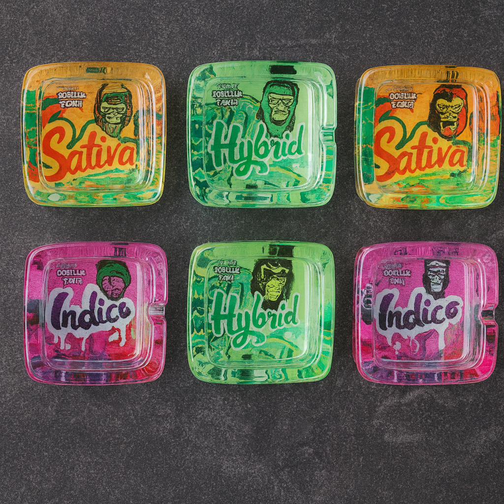 Glass ashtray Gorilla Rolling Stars