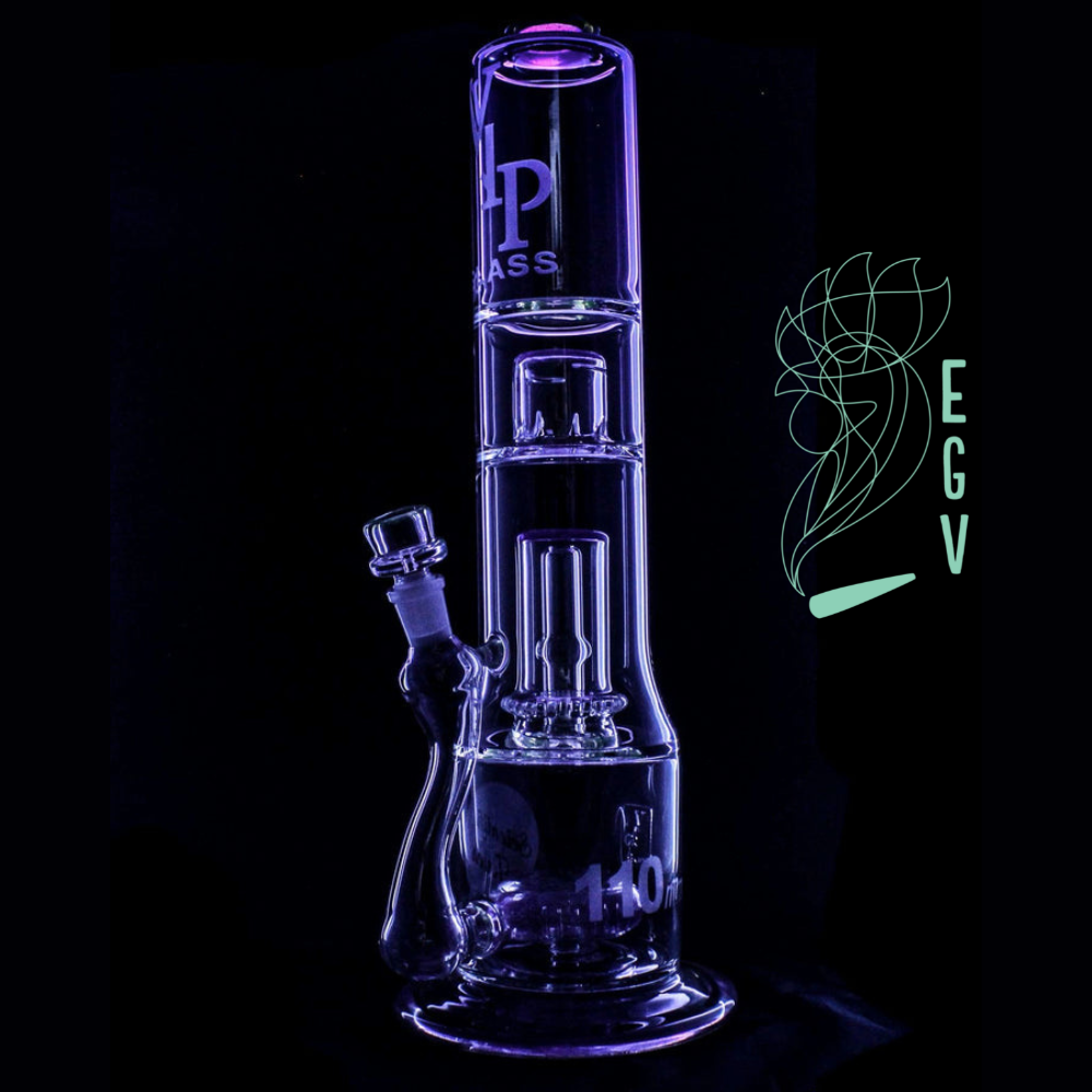 BONG BAZOOKA LILA UV REACTIVE 3 SECCIONES VIP GLASS