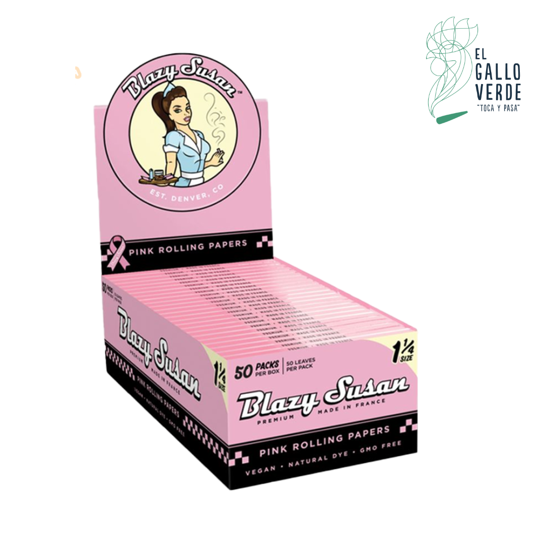 Blazy Susan 1 1/4 Pink Rolling Papers – 50 Pack (50 Papers) With Free Shipping